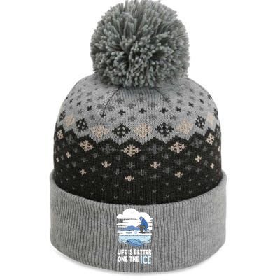 Life Is Better Ice Hole Snow Fishing Fisher Gift The Baniff Cuffed Pom Beanie