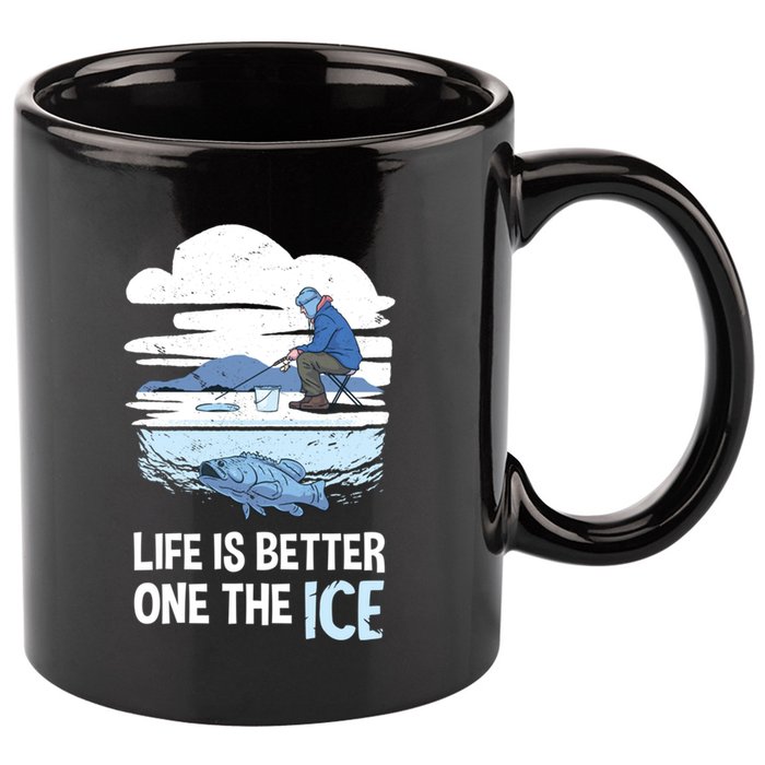 Life Is Better Ice Hole Snow Fishing Fisher Gift 11oz C Handle Ceramic Mug