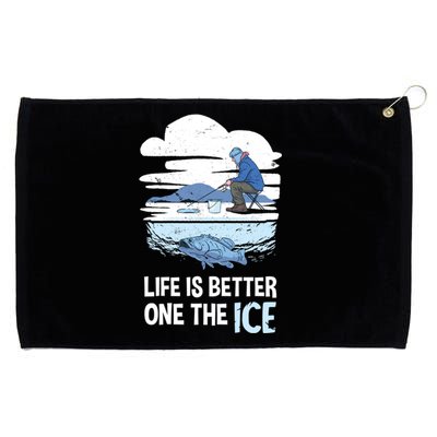 Life Is Better Ice Hole Snow Fishing Fisher Gift Grommeted Golf Towel