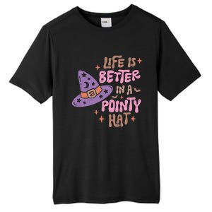 Life Is Better In A Pointy Hat Retro Groovy Halloween Witch Gift Tall Fusion ChromaSoft Performance T-Shirt