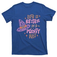 Life Is Better In A Pointy Hat Retro Groovy Halloween Witch Gift T-Shirt