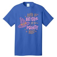 Life Is Better In A Pointy Hat Retro Groovy Halloween Witch Gift Tall T-Shirt