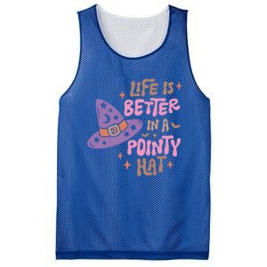 Life Is Better In A Pointy Hat Retro Groovy Halloween Witch Gift Mesh Reversible Basketball Jersey Tank