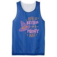 Life Is Better In A Pointy Hat Retro Groovy Halloween Witch Gift Mesh Reversible Basketball Jersey Tank