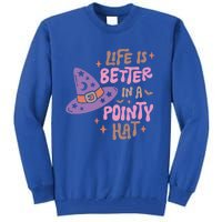 Life Is Better In A Pointy Hat Retro Groovy Halloween Witch Gift Tall Sweatshirt