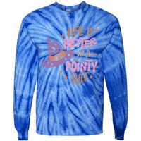 Life Is Better In A Pointy Hat Retro Groovy Halloween Witch Gift Tie-Dye Long Sleeve Shirt