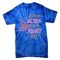 Life Is Better In A Pointy Hat Retro Groovy Halloween Witch Gift Tie-Dye T-Shirt