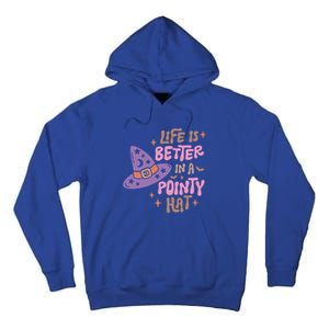 Life Is Better In A Pointy Hat Retro Groovy Halloween Witch Gift Tall Hoodie