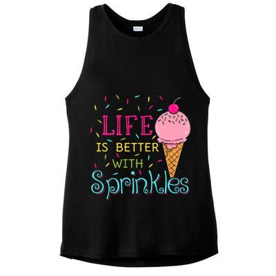 Life Is Better With Sprinkles Sweet Ice Cream Lover Ladies PosiCharge Tri-Blend Wicking Tank