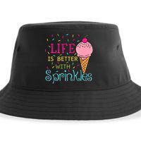 Life Is Better With Sprinkles Sweet Ice Cream Lover Sustainable Bucket Hat