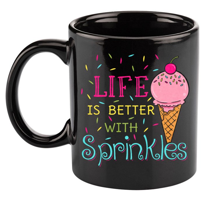 Life Is Better With Sprinkles Sweet Ice Cream Lover 11oz C Handle Ceramic Mug