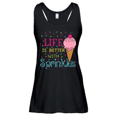 Life Is Better With Sprinkles Sweet Ice Cream Lover Ladies Essential Flowy Tank