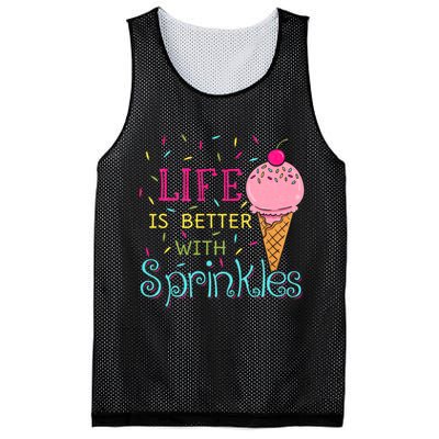 Life Is Better With Sprinkles Sweet Ice Cream Lover Mesh Reversible Basketball Jersey Tank