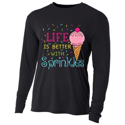 Life Is Better With Sprinkles Sweet Ice Cream Lover Cooling Performance Long Sleeve Crew