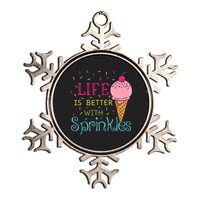 Life Is Better With Sprinkles Sweet Ice Cream Lover Metallic Star Ornament