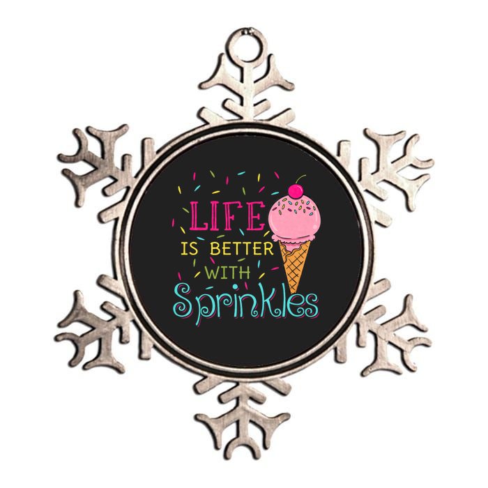 Life Is Better With Sprinkles Sweet Ice Cream Lover Metallic Star Ornament