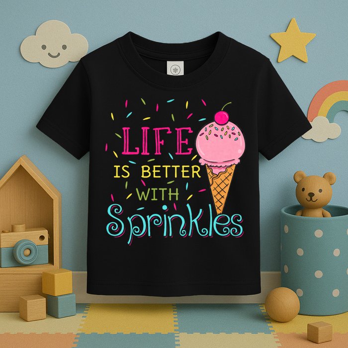 Life Is Better With Sprinkles Sweet Ice Cream Lover Toddler T-Shirt