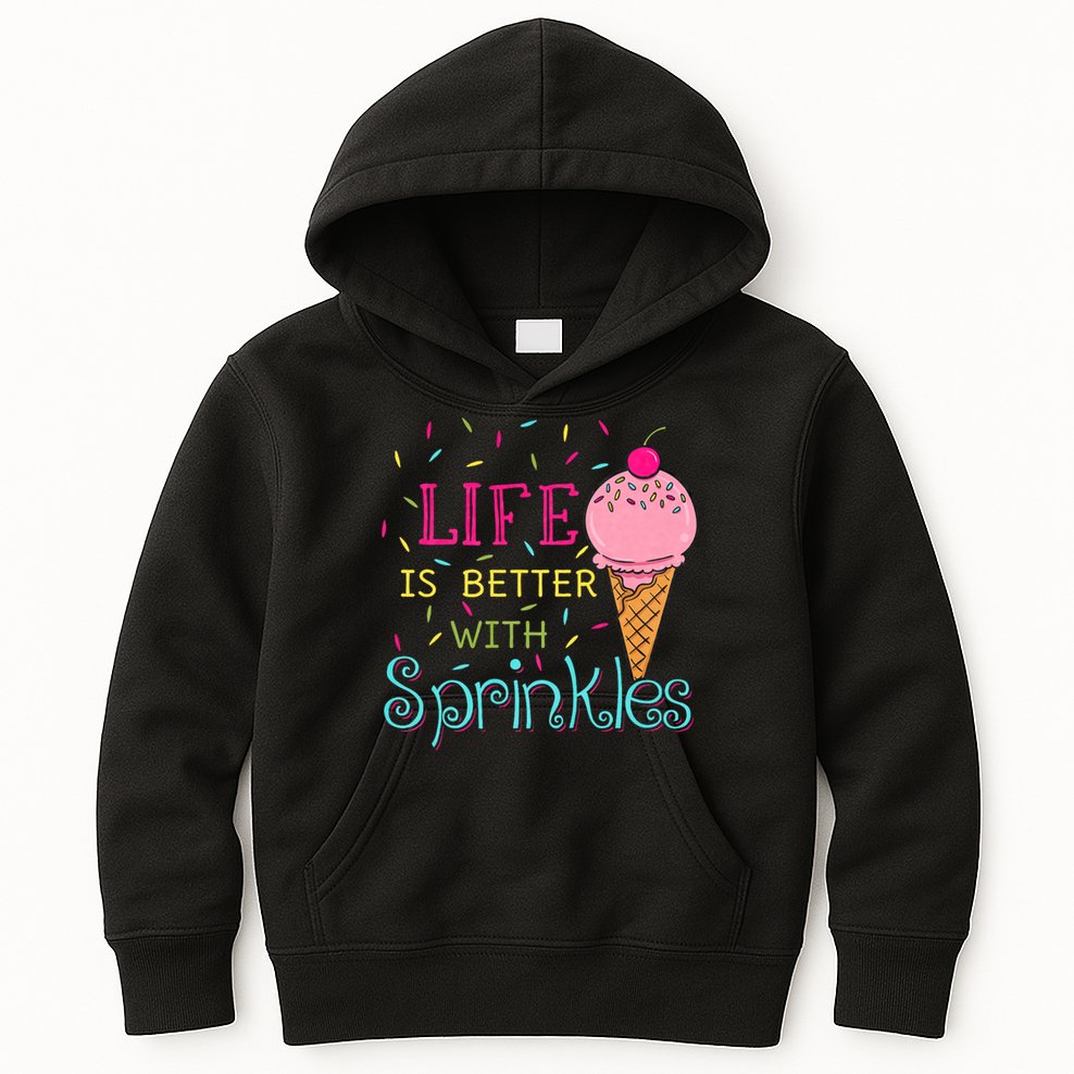 Life Is Better With Sprinkles Sweet Ice Cream Lover Kids Hoodie