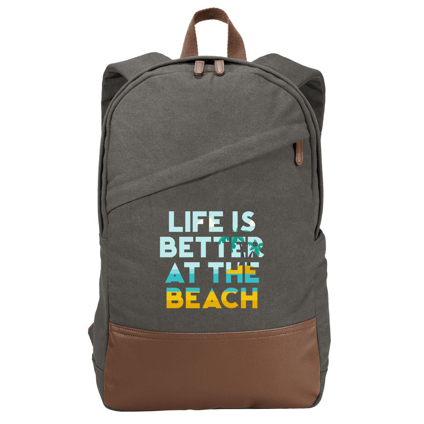 Life Is Better At The Beach Gift Cute Summer Vacation Gift Cotton Canvas Backpack