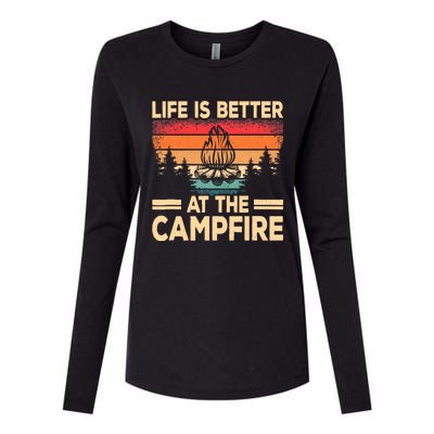 Life Is Better At The Campfire Camper Outdoorlife Camping Womens Cotton Relaxed Long Sleeve T-Shirt