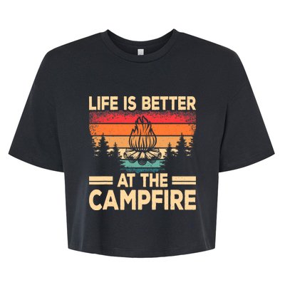 Life Is Better At The Campfire Camper Outdoorlife Camping Bella+Canvas Jersey Crop Tee