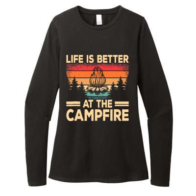 Life Is Better At The Campfire Camper Outdoorlife Camping Womens CVC Long Sleeve Shirt