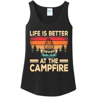 Life Is Better At The Campfire Camper Outdoorlife Camping Ladies Essential Tank