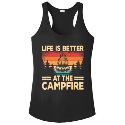 Life Is Better At The Campfire Camper Outdoorlife Camping Ladies PosiCharge Competitor Racerback Tank