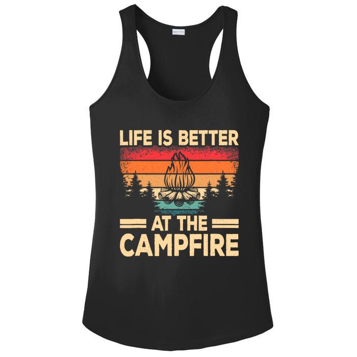 Life Is Better At The Campfire Camper Outdoorlife Camping Ladies PosiCharge Competitor Racerback Tank