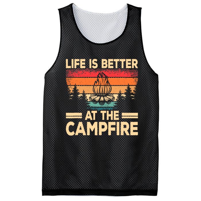 Life Is Better At The Campfire Camper Outdoorlife Camping Mesh Reversible Basketball Jersey Tank