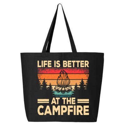 Life Is Better At The Campfire Camper Outdoorlife Camping 25L Jumbo Tote