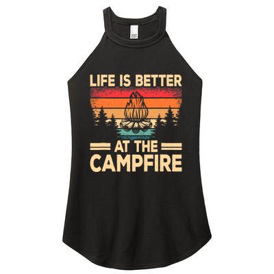 Life Is Better At The Campfire Camper Outdoorlife Camping Women's Perfect Tri Rocker Tank