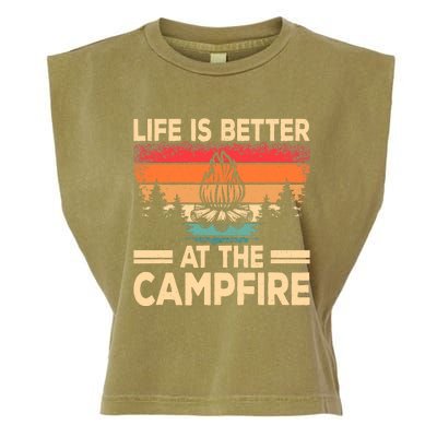 Life Is Better At The Campfire Camper Outdoorlife Camping Garment-Dyed Women's Muscle Tee