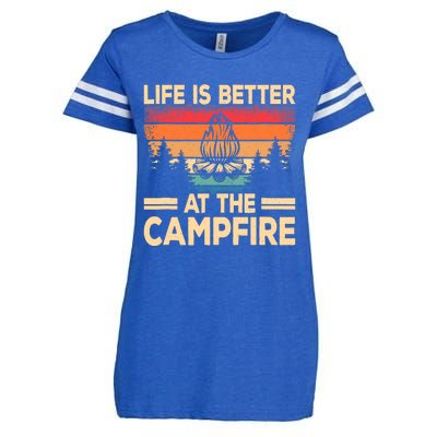 Life Is Better At The Campfire Camper Outdoorlife Camping Enza Ladies Jersey Football T-Shirt