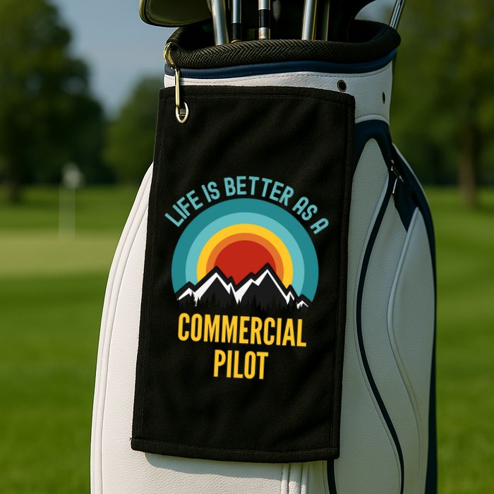 Life Is Better As A Commercial Pilot Funny Gift Golf Towel