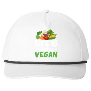 Life Is Better Vegan Funny Veganism Veggie Cool Gift Snapback Five-Panel Rope Hat