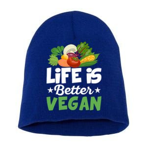 Life Is Better Vegan Funny Veganism Veggie Cool Gift Short Acrylic Beanie