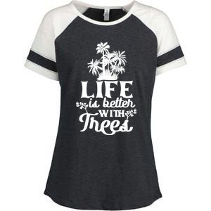 Life Is Better With Trees Mother Nature Earth Day Cute Gift Enza Ladies Jersey Colorblock Tee