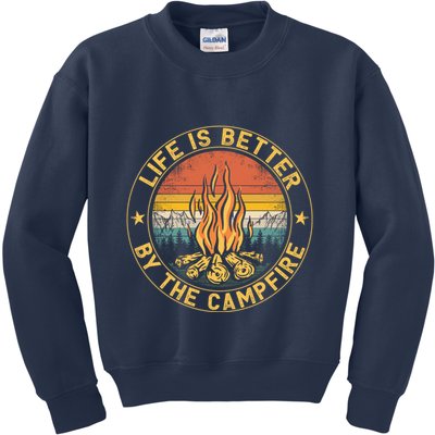 Life Is Better By The Campfire Camping Campfire Gift For Camper Kids Sweatshirt