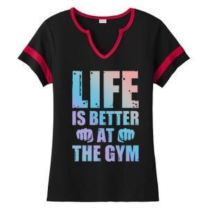 Life Is Better At The Gym Gift Ladies Halftime Notch Neck Tee