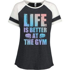 Life Is Better At The Gym Gift Enza Ladies Jersey Colorblock Tee