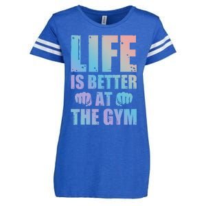 Life Is Better At The Gym Gift Enza Ladies Jersey Football T-Shirt