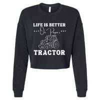 Life Is Better On Papas Tractor Cropped Pullover Crew