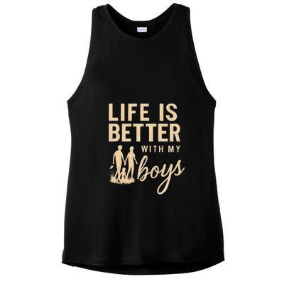Life is Better with My Boys Ladies PosiCharge Tri-Blend Wicking Tank
