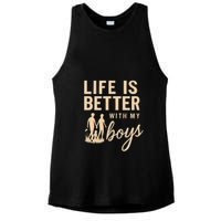 Life is Better with My Boys Ladies PosiCharge Tri-Blend Wicking Tank