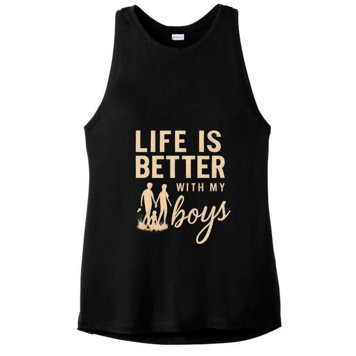 Life is Better with My Boys Ladies PosiCharge Tri-Blend Wicking Tank