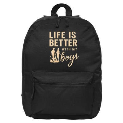 Life is Better with My Boys 16 in Basic Backpack