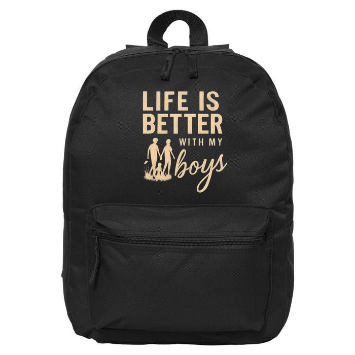 Life is Better with My Boys 16 in Basic Backpack