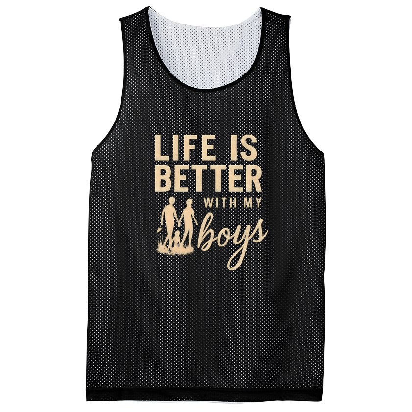 Life is Better with My Boys Mesh Reversible Basketball Jersey Tank