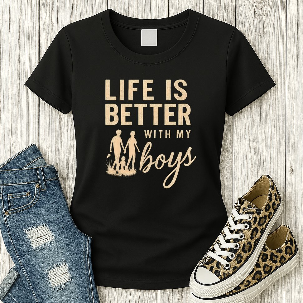 Life is Better with My Boys Womens T-Shirt